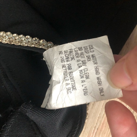 Vintage 90s Algo Black Backless Rhinestone Maxi Dress - Picture 9 of 13